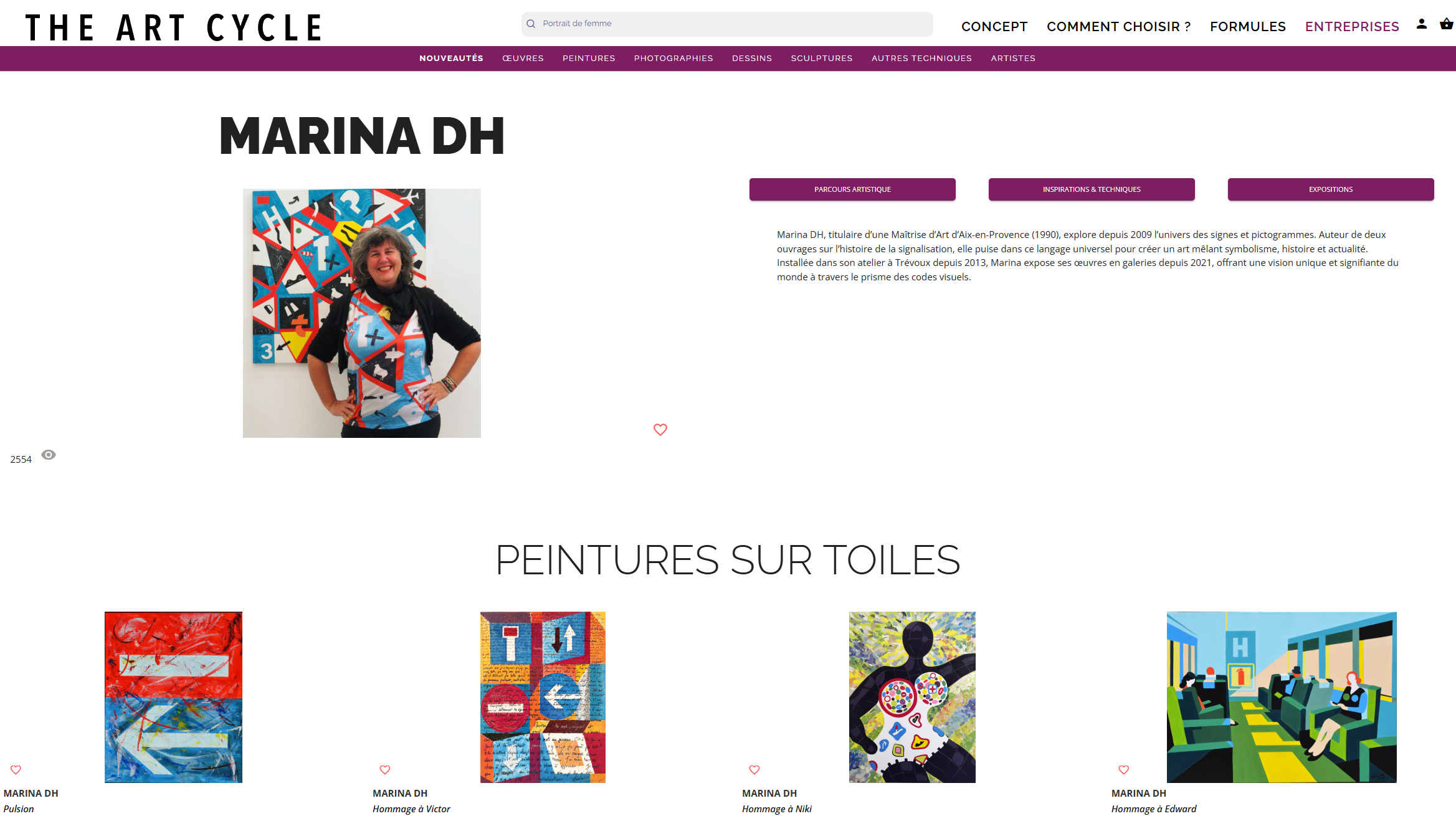 Boutique en ligne Marina DH artiste peintre et plasticienne